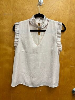 Sleeveless Ruffle Mock Neck Top in Light Pink